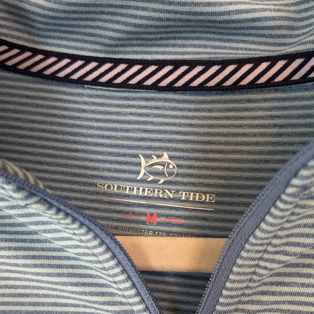 Southern Tide Blue Striped Quarter-Zip Pullover - Picture 3 of 3